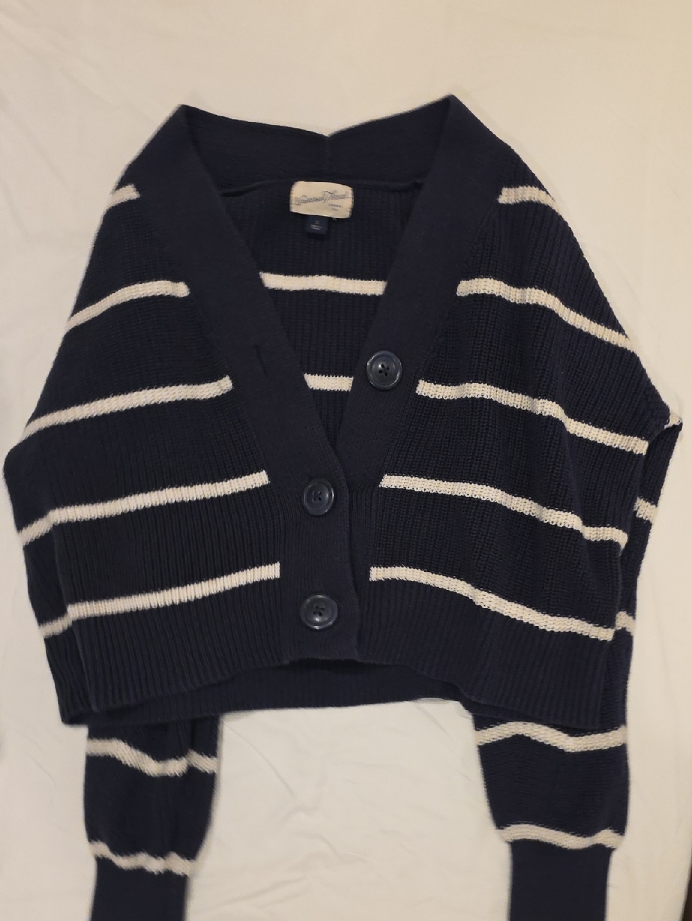 Universal Thread Navy and White Striped Button-Front Cardigan